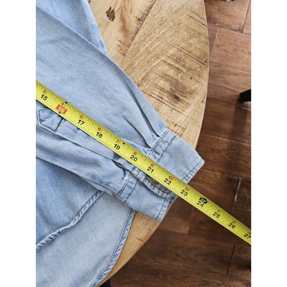 Good American Soft Denim Jean Shirt Women's Size 1/S Casual Preppy - Picture 9 of 11